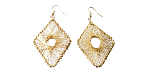 Diamond Wire Earring;, 60mm