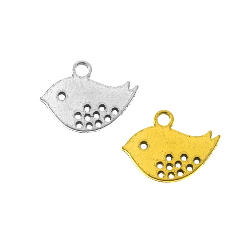 Linnukujuline, metallist ripats, 15 x 12 x 1mm
