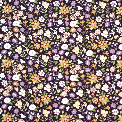 Lillemustriga, puuvillane kangas, Popelin Bisou, 150cm, POPPBI000