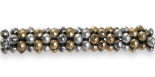 Lilleõiekujuline metalsetes toonides helmesegu antiikse reljeefse mustriga plasthelmed 7 x 3mm