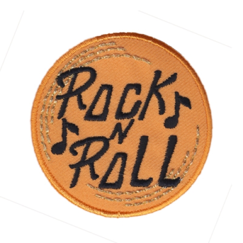 Embroidered Iron-On Patch; "Rock N Roll", 6 cm