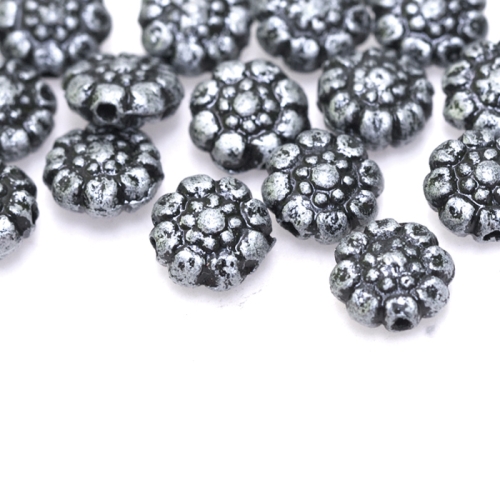 Erineva kujuga antiikhõbedased plastikhelmed 5- 21mm; väikepakend 6- 70tk