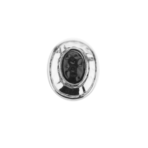 Reljeefse mustriga, ovaalne, kannaga metallilaadne plastiknööp ø20 x 16 mm, 32L