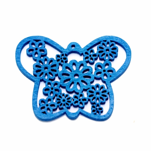 Erivärvilised lillemotiiviga liblikakujulised puitripatsid, 35 × 30 mm