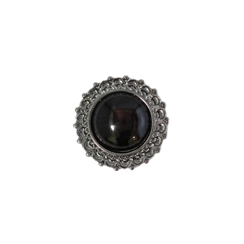 Pitsilise servaga, plastikkristalliga, ümar, kannaga metallnööp, 15mm; 24L