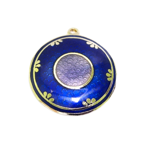 Värvilised, maalitud ümarad lapikud cloisonne metallhelmed/ripatsid 25x3mm