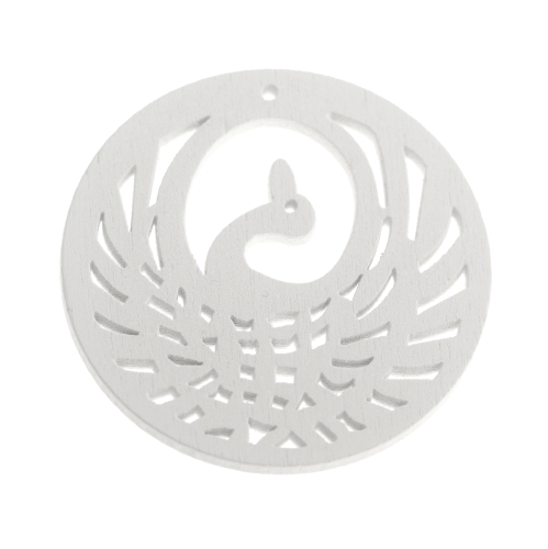 Linnumotiiviga pitsilised erivärvilised puitripatsid, 48 × 2 mm