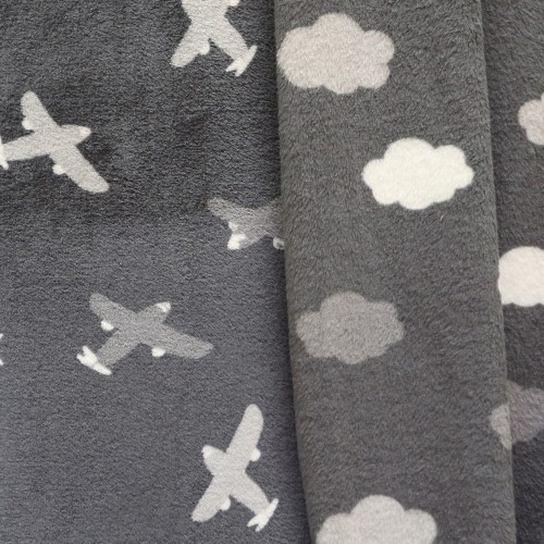 Kahepoolselt erineva mustriga, karvane, pehme fliis (plain, cloud jacquared fleece double), 145cm KC4009