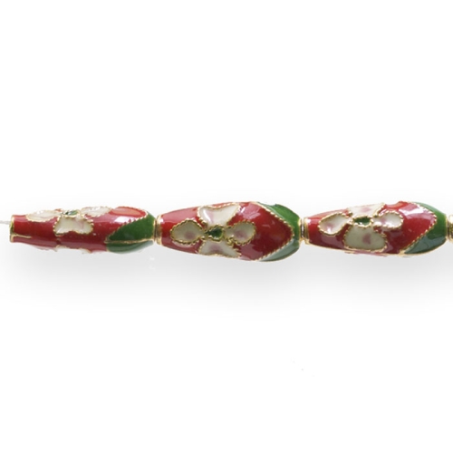 Värvilised, maalitud tilgakujulised torujad cloisonne metallhelmed 19x8x6mm