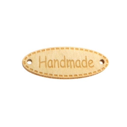 Vineerist aasadega ovaalne silt „Handmade“, 40 × 15 × 3 mm
