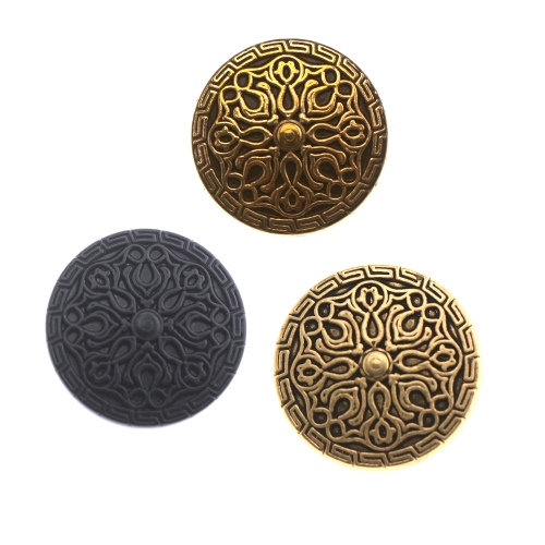 Reljeefse ornamendimustriga, kannaga metallnööp ø20 mm, suurus: 32L