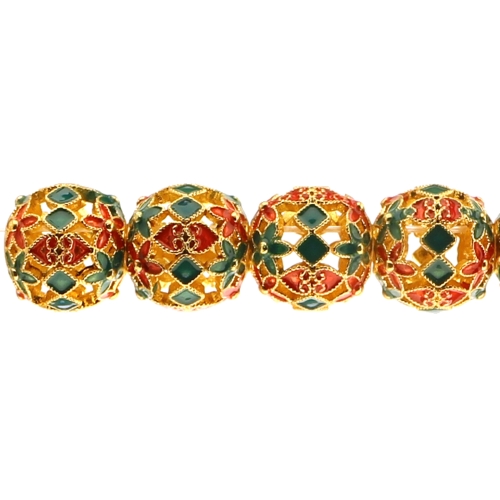 Ümarad, maalitud, cloisonne metallhelmed 13mm