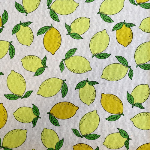 Sidrunitega, tugevam dekoratiivkangas prinditud mustriga, Sunny Lemon Fruit, (Linelook Print Premium), 145cm, DL3264