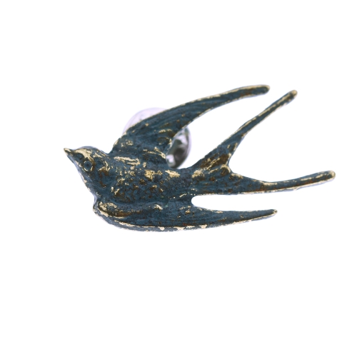 Brooch, metallic patinated Swallow, 42 x 21 mm