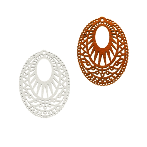 Erivärvilised ovaalsed puitripatsid aasaga, 40 × 30 × 2 mm