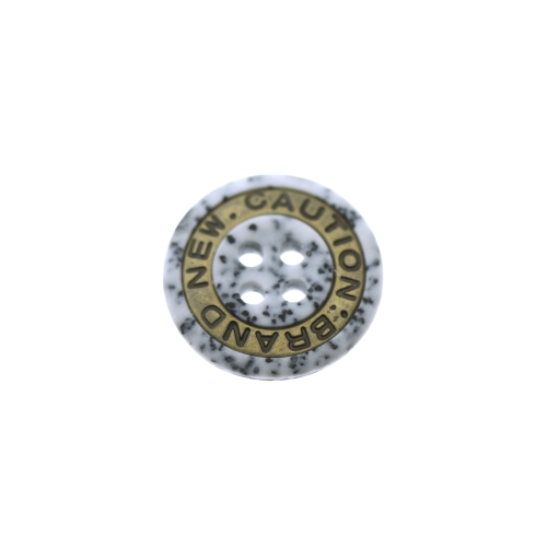 Kirjaga, metallrandi ja kirju mustriga plastiknööp, 17mm, 26L