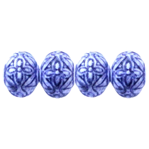 Reljeefse ornamendimustriga, lapikud ümarad plastikhelmed, 15 x 12mm