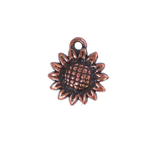 Päevalille kujuline, graveeritud mustriga riputis/helmes CCB plastikust, ülalt aasaga 15 x 4mm