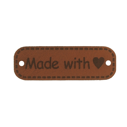 Kunstnahast piklik õmmeldav aksessuaar "Made with love" , 45 x 15mm