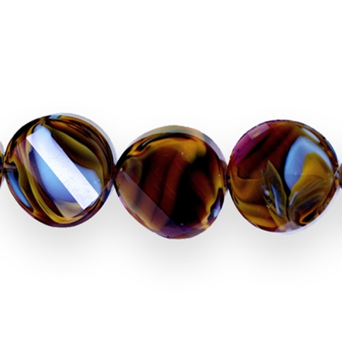 Ümarad lapikud tahulised klaashelmed segatud värvitoonidega 18x8mm