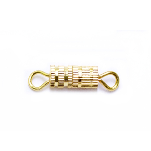 Kruvikinnis (torukujuline aasadega) , Cylindrical Turnbuckle Clasp with Ridge Pattern, 8 x 4mm