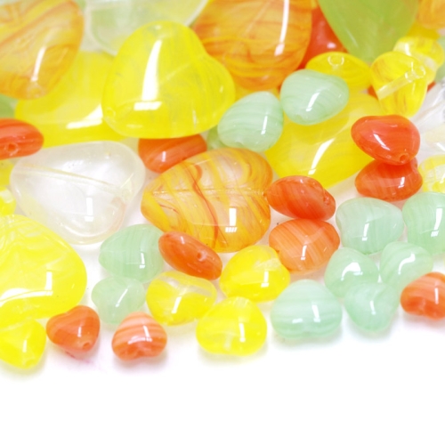 Pärlisegu Kollastes, oranžides, rohelistes toonides eri suurusega pärlitest 5-20mm, 50/100g pakk, LL107