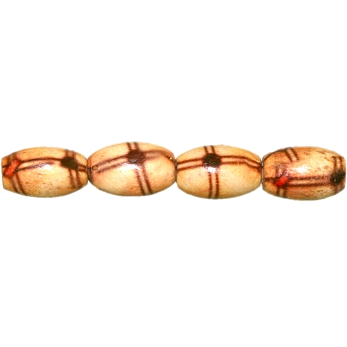 Piklikud puithelmed aafrikapäraste mustritega, pikuti auguga, 12 × 7 mm