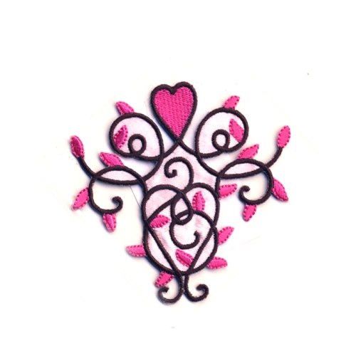 Triigitav aplikatsioon; Lillega ornament, 8 x 7,5cm