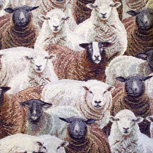 Lammastega, gobelään, tugevam dekoratiivkangas, Sheep Cosy Family (Gobelin Premium), 145cm, DG3195