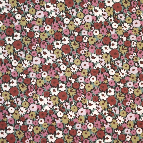 Lillemustriga, puuvillane popliinkangas (Poplin Floret), 150cm, 7004, 7003