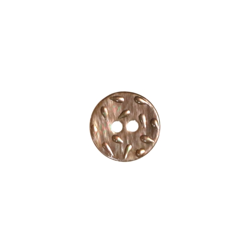Teokarbist, kaunilt helklev, reljeefse piisamustriga, kahe auguga nööp, 11,5mm/18L