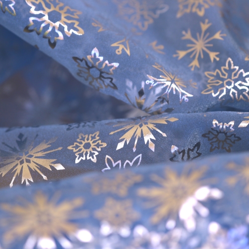 Õrn läbipaistev, hõbedaste lumehelvestega organza, 150cm, ORGESC160