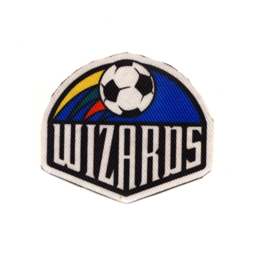 Triigitav õhuke tekstiilist Aplikatsioon; Jalgpalliklubi "Wizards" vapp 6,5x5,5 cm