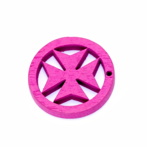 Erivärvilised tähemustriga ümarad puitripatsid, 30 × 2 mm