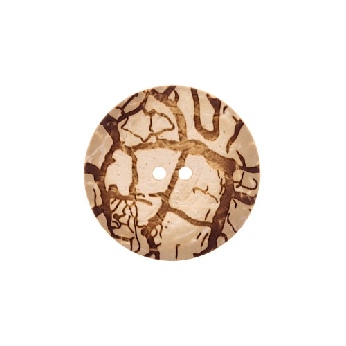 Naturaalne, reljeefse oksamustriga kahe auguga kookosnööp, 38mm, 55L