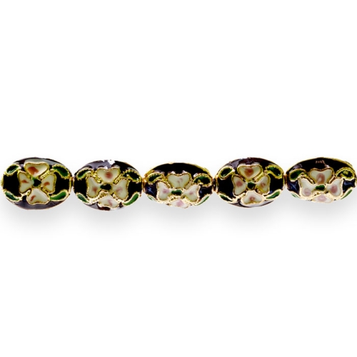 Värvilised, maalitud ovaalsed lapikud cloisonne metallhelmed 12x9mm