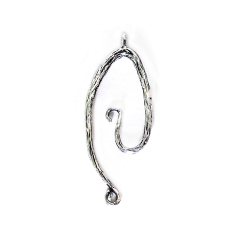 Metal Swirly Pendant, 31 x 13 x 5mm