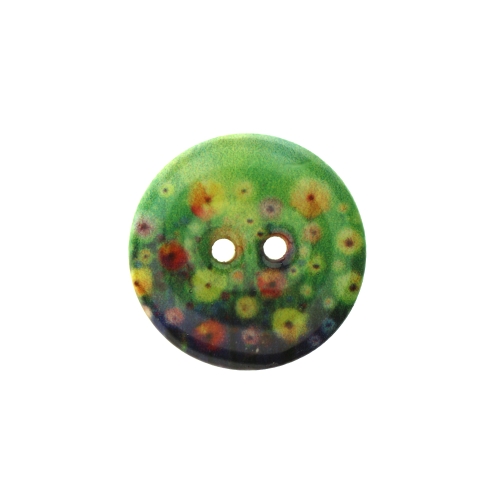Naturaalne kookosnööp lillemustriga, emailkattega, kahe auguga 22mm, 34L