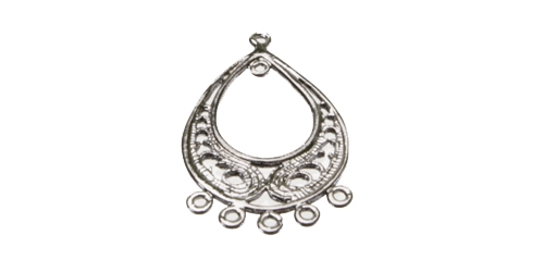 Ornamental Droplet Pendant with Eyelets, 33 x 20mm