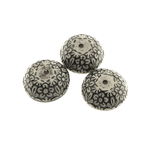 Ümarad, lapikud, reljeefse mustriga, plastikhelmed, 20 x 14mm