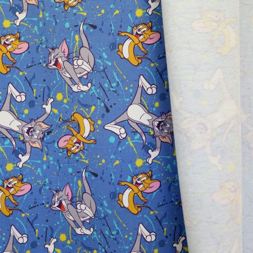 "Tom &amp; Jerry" teemaline, pehme uhutud pahupoolega trikotaažkangas, 160cm, 203095