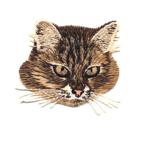 Triigitav aplikatsioon; Triibulise kassi portree 6 x 5,5 cm