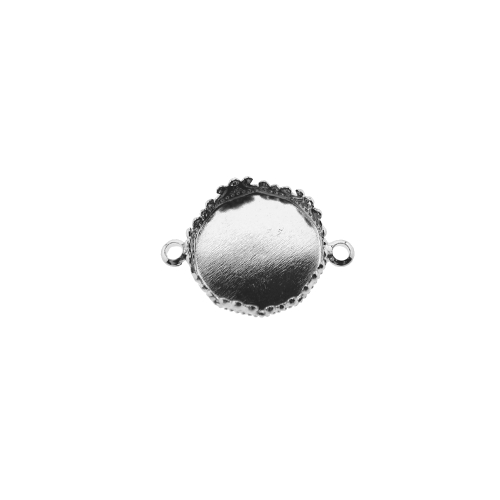 Medaljonikujuline, mustriliste kaunistusäärtega riputis, aasadega kahelt poolt / Circular Pendant Base / 12 x 2mm