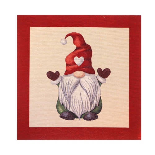 Päkapikk, südamega müts silmadel, gobeläänkanga kupong, 47 cm x 47 cm