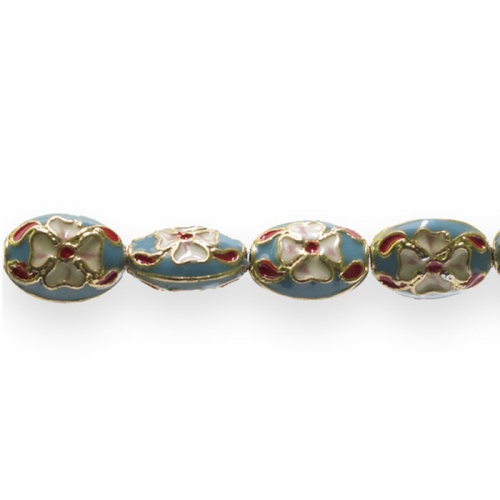 Värvilised, maalitud ovaalsed lapikud cloisonne metallhelmed 15x 11x 7,5mm