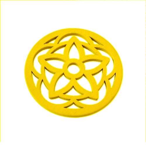 Lillekujulised erivärvilised filigraansed puitripatsid, 50 × 3 mm