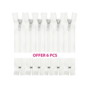 Closed End Spiral Coil Zipper 6mm, 6pcs Offer Pack