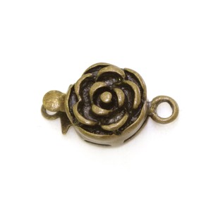Round Box Clasp with Rose Pattern, 14 x 10mm