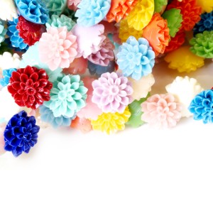 Colourful Synthetic Coral Flower Shaped Cabochon Cameo 15mm