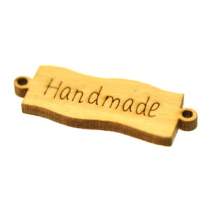 Vanerinen kyltti lenkeillä ”Handmade”, 44 × 15 × 4 mm